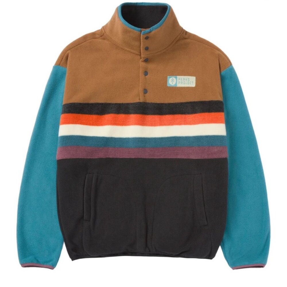 Parks Project Retro Hiker Trail Fleece Pullover Colorblock Snap Unisex Size M